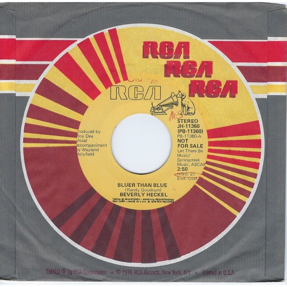 Beverly Heckel Promo 45 Bluer Than Blue (Mono) / Stereo on RCA VG+ Country - Picture 2 of 2